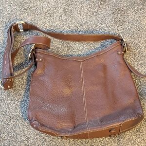 Liz Claiborne Rich Brown Leather Shoulder Bag